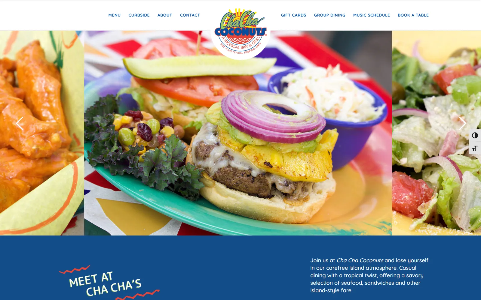 Cha Cha Coconuts website, built by OJ Amplify