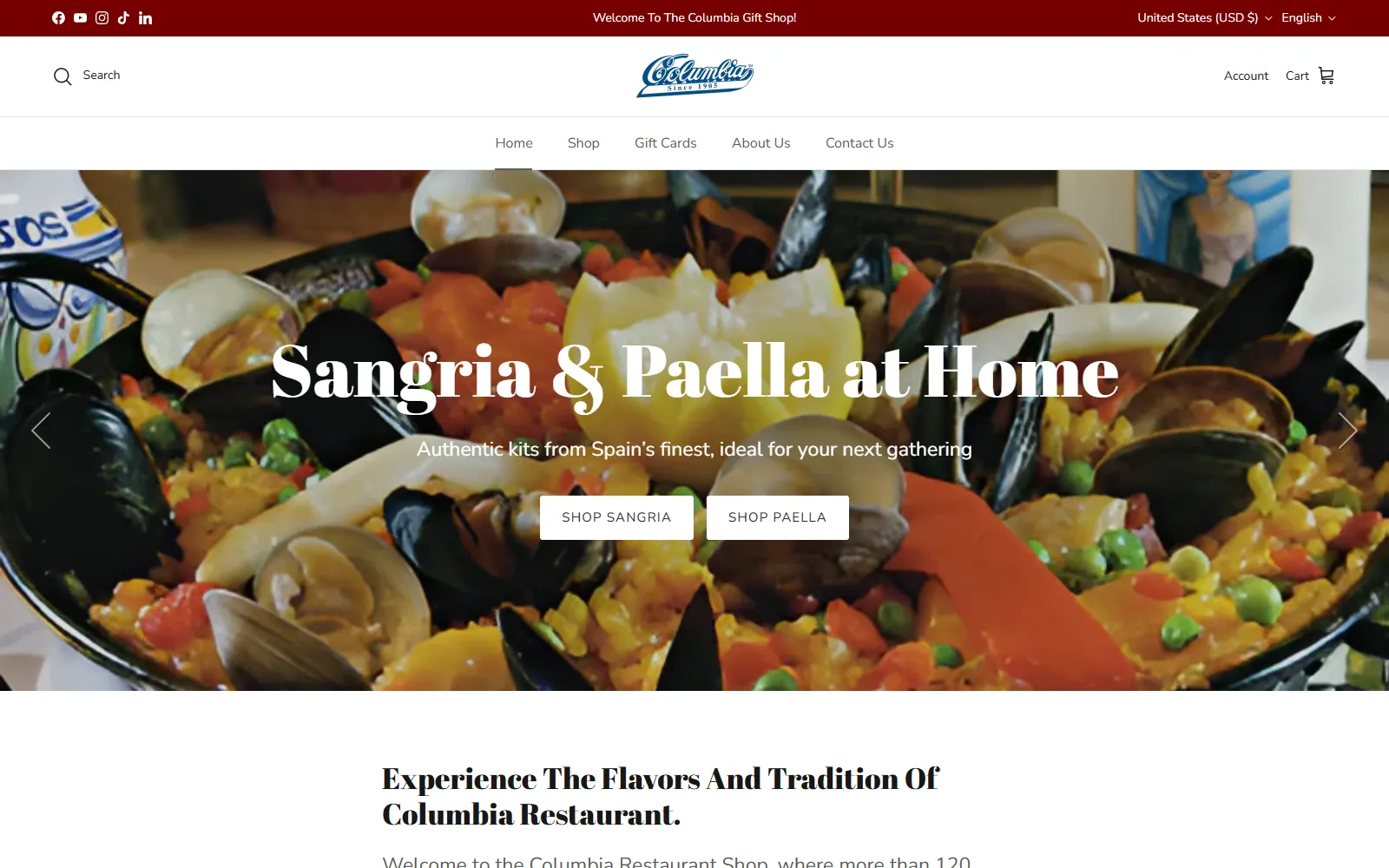 The Columbia Restaurant's online gift shop